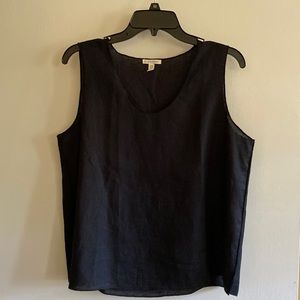 Black Organic Linen Tank Top